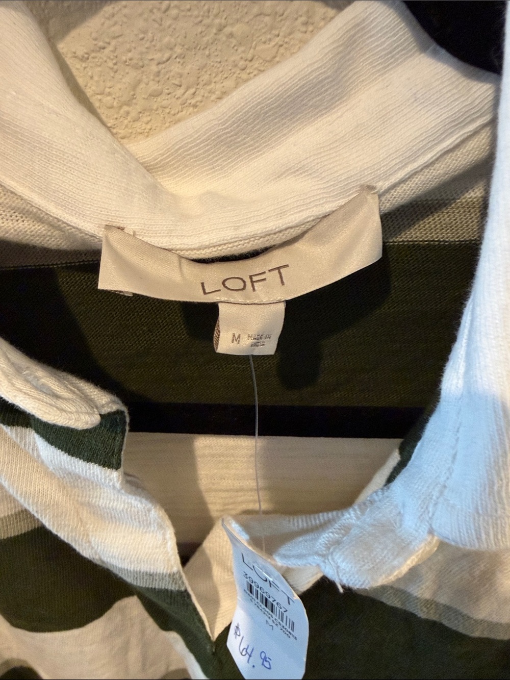 NWT LOFT Green and White Striped Rugby Shirt - Picture 2 of 3